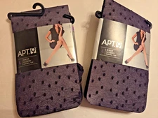 2 PAIR  Apt. 9 Women's Hosiery  Fashion PANTYHOSE Sheer Black Dot Control Top L