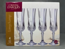 Set of 4 Cristal D'Arques Paris Longchamp Champagne Flutes