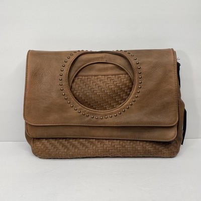 Moda Luxe Bag Women's Tan Leather Madeline Messenger Crossbody Fold Over NEW $90