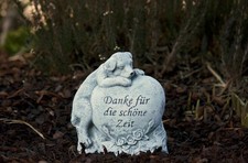 Frostfeste Steinfigur Grabschmuck Hund Danke sch&ouml;ne Zeit Grabstein Steinguss
