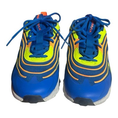 Nike Air Max 270 React ENG Blue Neon Orange Men's Sneakers Size 6Y
