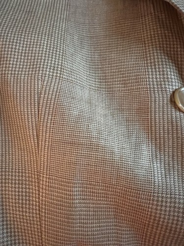Escada Tan Plaid Linen Long Boxy Jacket Size 36 ~Rare~ - Picture 5 of 7