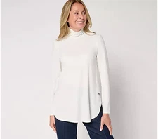 Susan Graver Regular Modern Essentials Liquid Knit Mock-Neck Tunic A703207