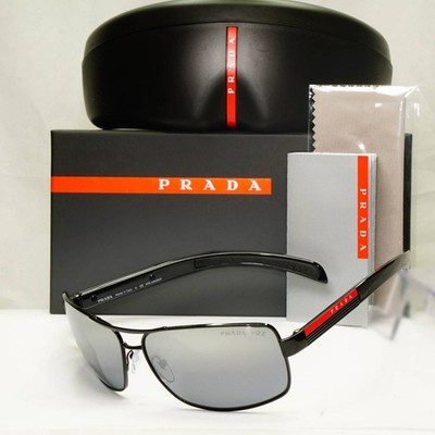 Prada Sonnenbrille polarisiert schwarz silber verspiegelt Navigator PS54IS SPS 54I 1AB-2F2