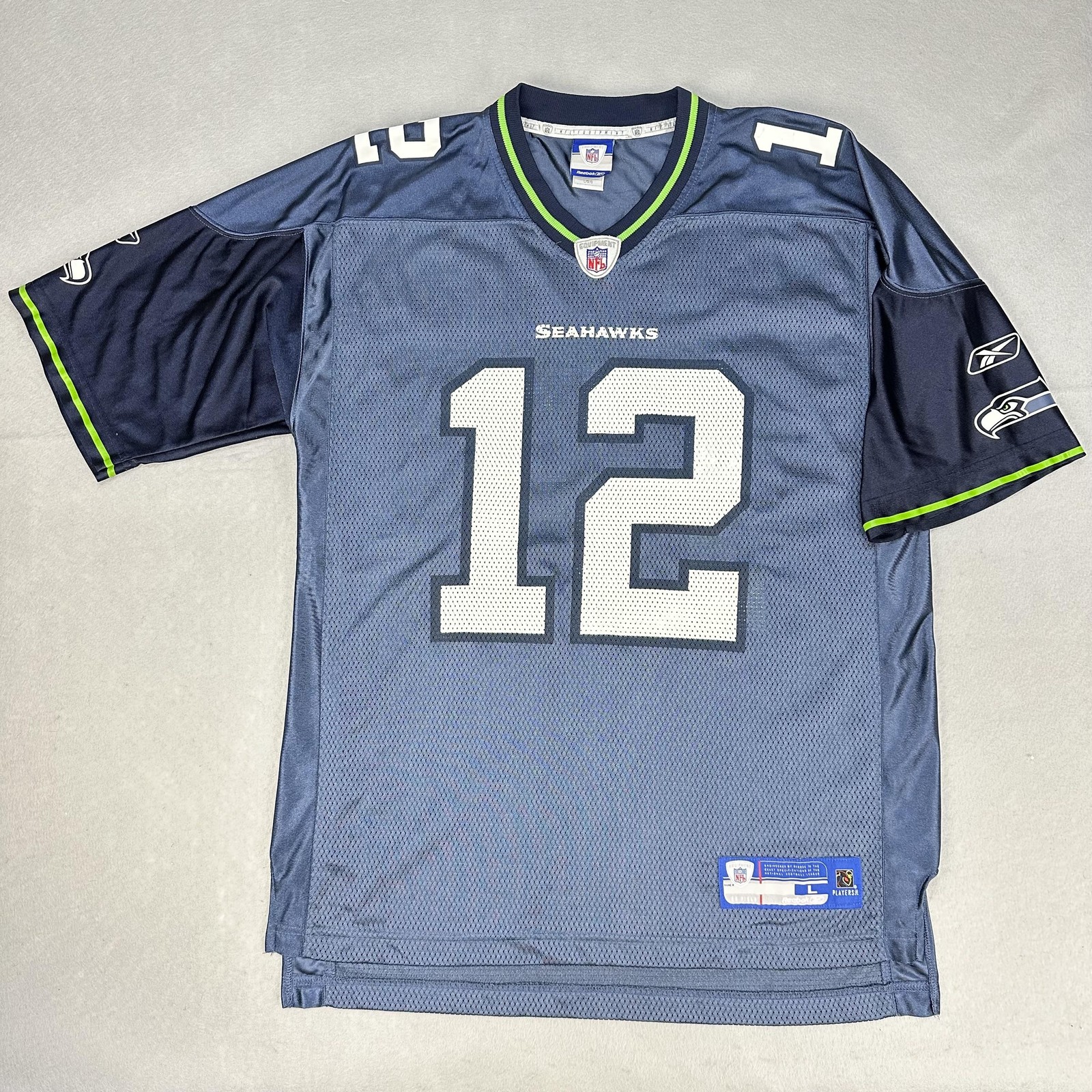 Seattle Seahawks Football 12 FAN Jersey Mens Large Blue NFL Reebok Equipment thumbnail 4