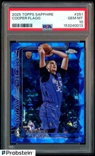 2025-26 Topps Chrome Sapphire #251 Cooper Flagg Mavericks RC Rookie PSA 10