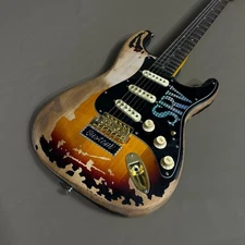 Custom Vintage Sunburst SRV ST Electric Guitar Relic Alder Body Tremolo Bridge