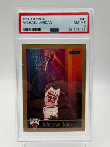 1990 SKYBOX CARD # 41 MICHAEL JORDAN PSA 8 - CHICAGO BULLS - PSА