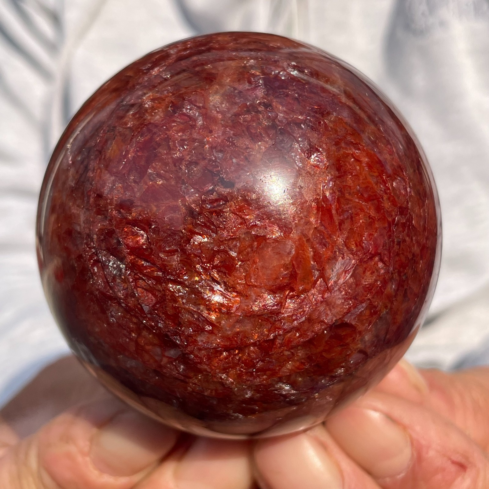 500g Natural Red Hematoid Quartz Crystal Sphere Ball Specimen Healing