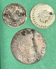 Three (3) Ottoman Empire Coins Silver And Bronze Turkey
