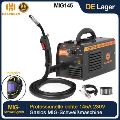 Mini Profi MIG Schweißmaschine 145A 240V gasloser MIG-Schweißer mit Schweißhelm