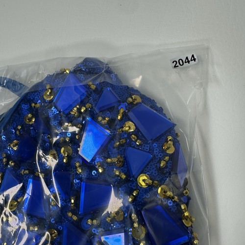 Glamour Solo Dance Costume Crystal Sequin Shimmer Blue Leotard Adult Size LA - Picture 24 of 24