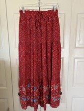 Peasant Prairie Boho Indie Skirt Tiered Vintage Vibe Flowy Lightweight Floral M