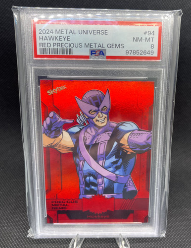 2024 Skybox Metal PMG Red /100 Hawkeye PSA 8