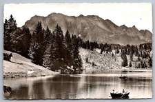 Grubsee with Wetterstein Mountains Germany 1950s Landscape View RPPC