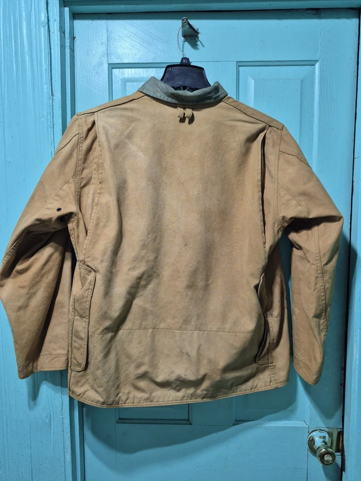 1990s LL Bean Hunting Brown Duck Chore Jacket Size 44 Large Vintage - Image 2 of 4