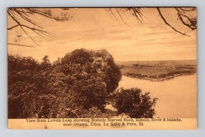 Ottawa IL-Illinois, View From Lovers Leap, Starved Rock Vintage Postcard