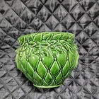 Vintage McCoy Pottery Jardiniere Green Leaf Diamond Quilted Pattern 1480-10 10”