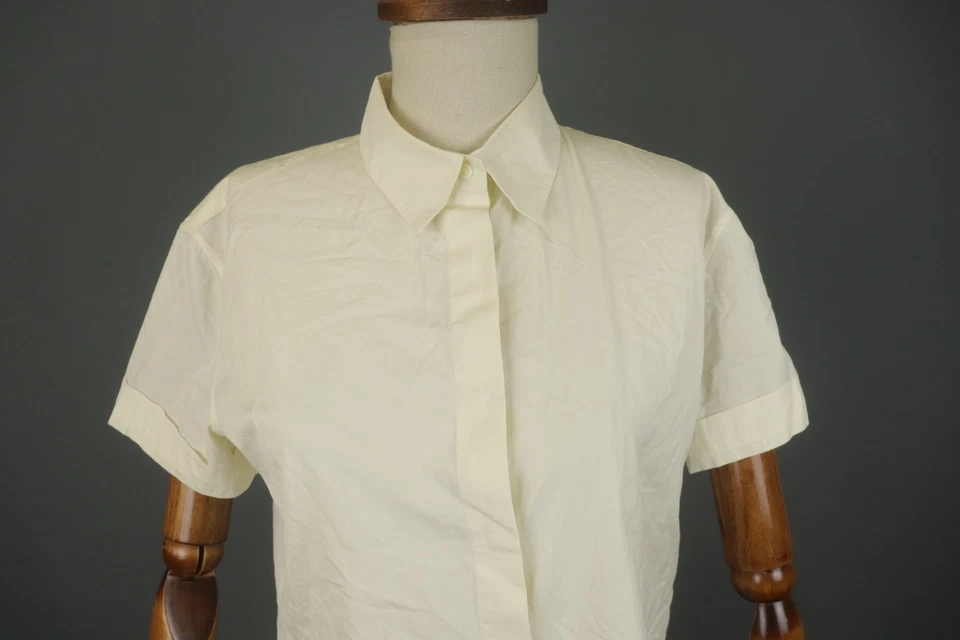 Jil Sander White Casual Short Sleeve Cuffed Collared Button Up Shirt Top Size 42 - Image 2 of 4
