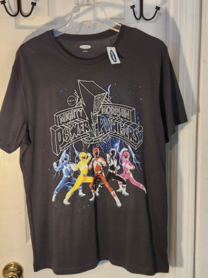 NEW Mighty Morphin Power Rangers T-Shirt Men Large Black Old Navy Soft Comfy
