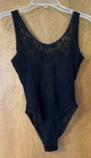 Vintage Victoria's Secret Gold Crown Black Lace Bodysuit Small S Union Made USA