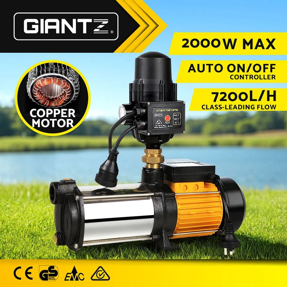 Giantz Garden Water Pump High Pressure 1100-2000W 4-Stage Tank Irrigation Black