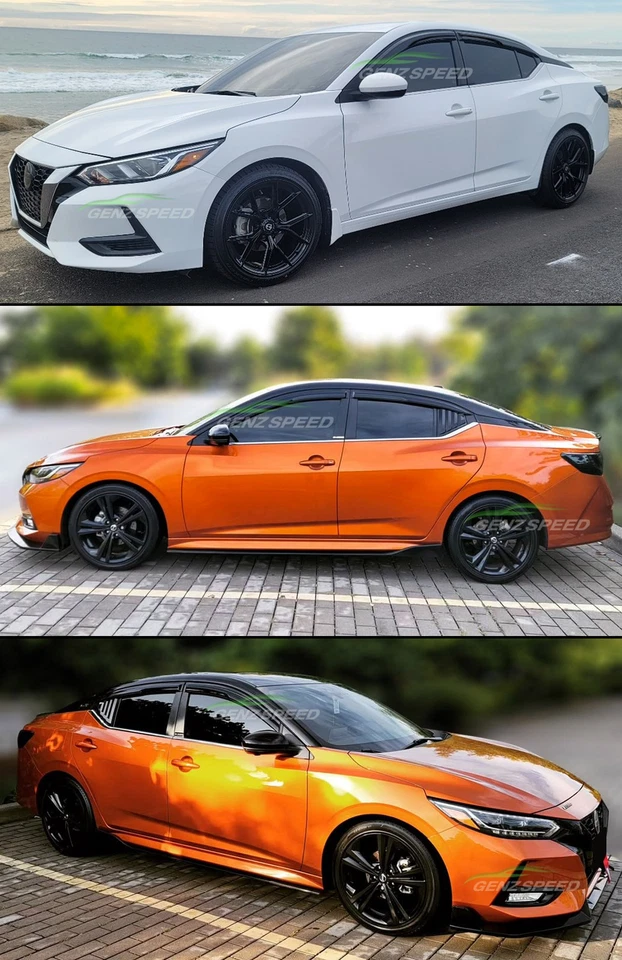 Para Nissan Sentra B18 JDM Mugen 2020-2025 estilo viseras de ventana protectores de lluvia respiraderos Foto 4 de 4