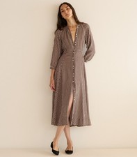 Doen Marielle 100% Organic Cotton Flannel Plaid Midi Dress Size XS UK 8