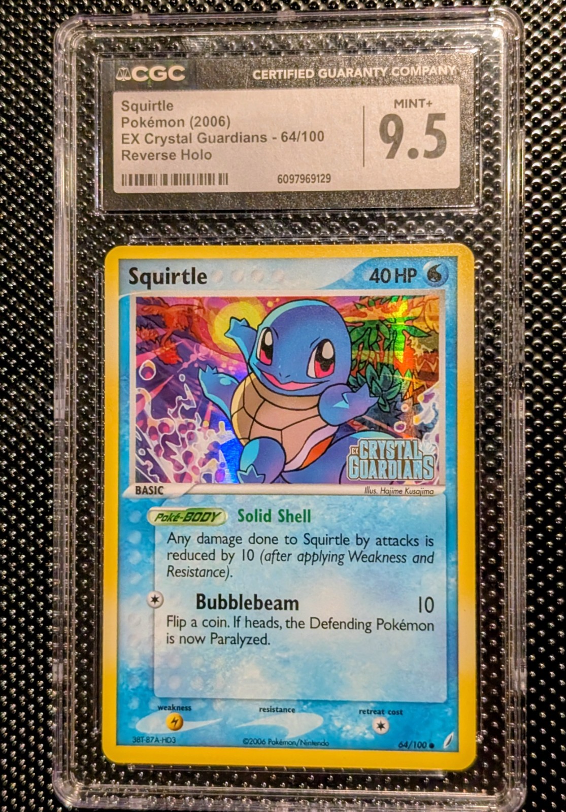 CGC 9.5 Squirtle EX Crystal Guardians 64/100 Reverse Holo STAMPED Pokemon Card