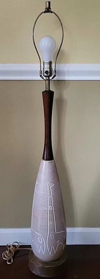 LÁMPARA DE MESA CERÁMICA JIRAFA MCM RAYMOR VINTAGE 39"  Foto 3 de 4