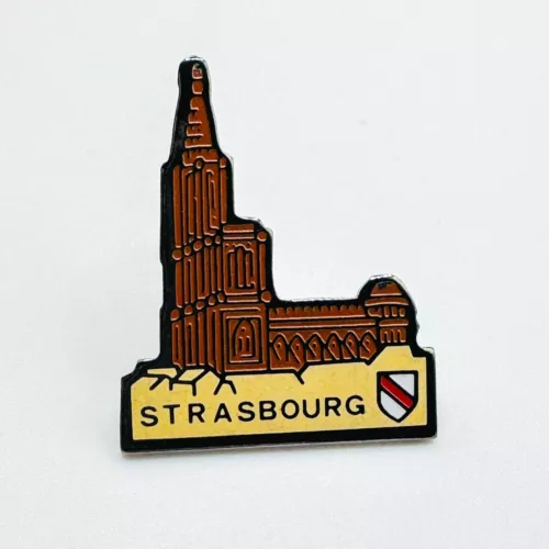 Vintage Strasbourg Cathedral Enamel Pin Badge Lapel Brooch Tourist Souvenir