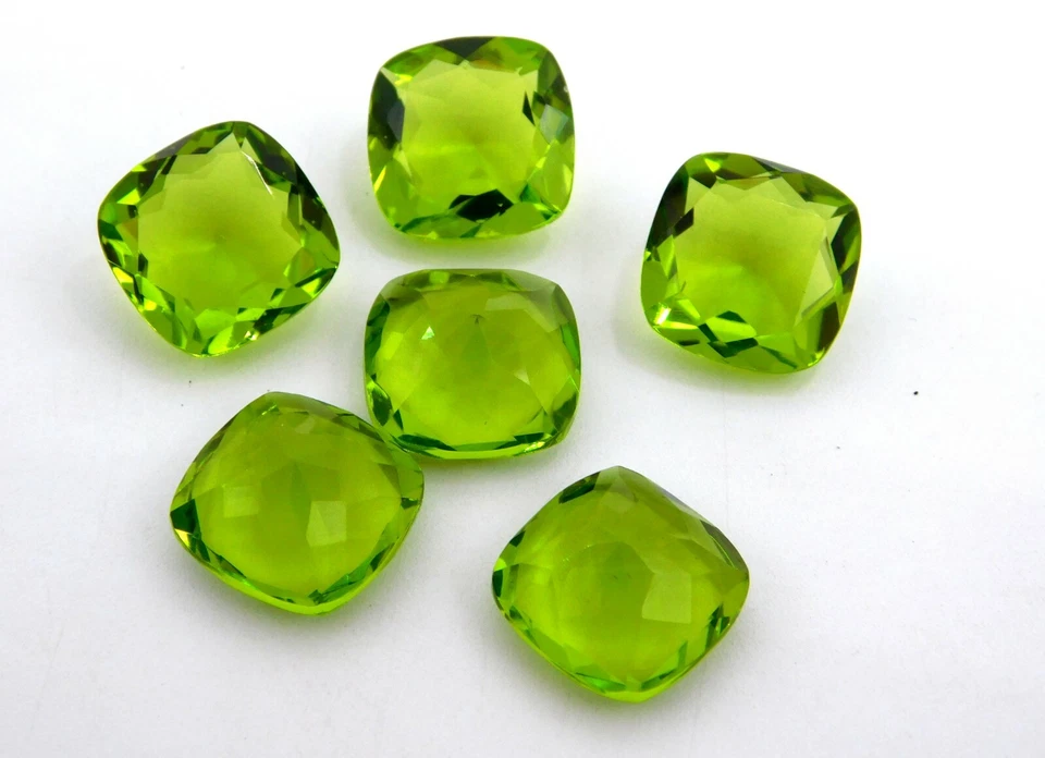 14 MM Lab Created Peridot Cushion Cut Lot Loose Gemstone For Jewelry P-2105 - Image 4 of 4