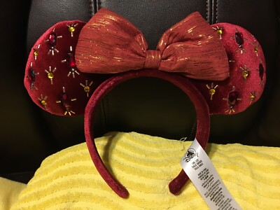 Disney Parks Cranberry Christmas Holiday 2021 Jeweled Minnie Mouse Ears Headband Cranberry Christmas Holiday 2021 Jeweled Minnie Mouse Bow  main image 3