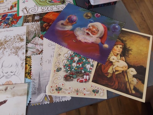 Vintage Christmas Cards Cut Out Crafting Lot Emphemra Scrapbook - Picture 2 of 7