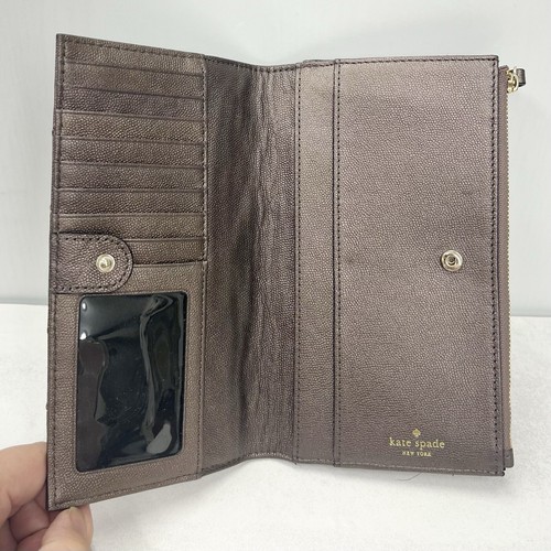 Kate Spade Reese Park Lindsey Metallic Bronze Zip Wallet Purse Wristlet - Picture 5 of 6
