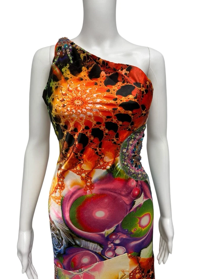 Vestido Largo Sherri Hill Baile de graduación Estampado Multi Digital Un Hombro Joyado Talla 2 Foto 4 de 4