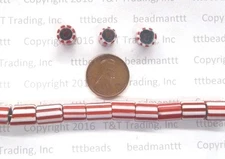 25 Antique Venetian Style Blue Core Striped African Trade Beads         T 291