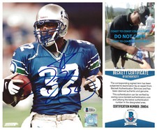 Ricky Watters signed Seattle Seahawks football 8x10 photo Beckett COA proof