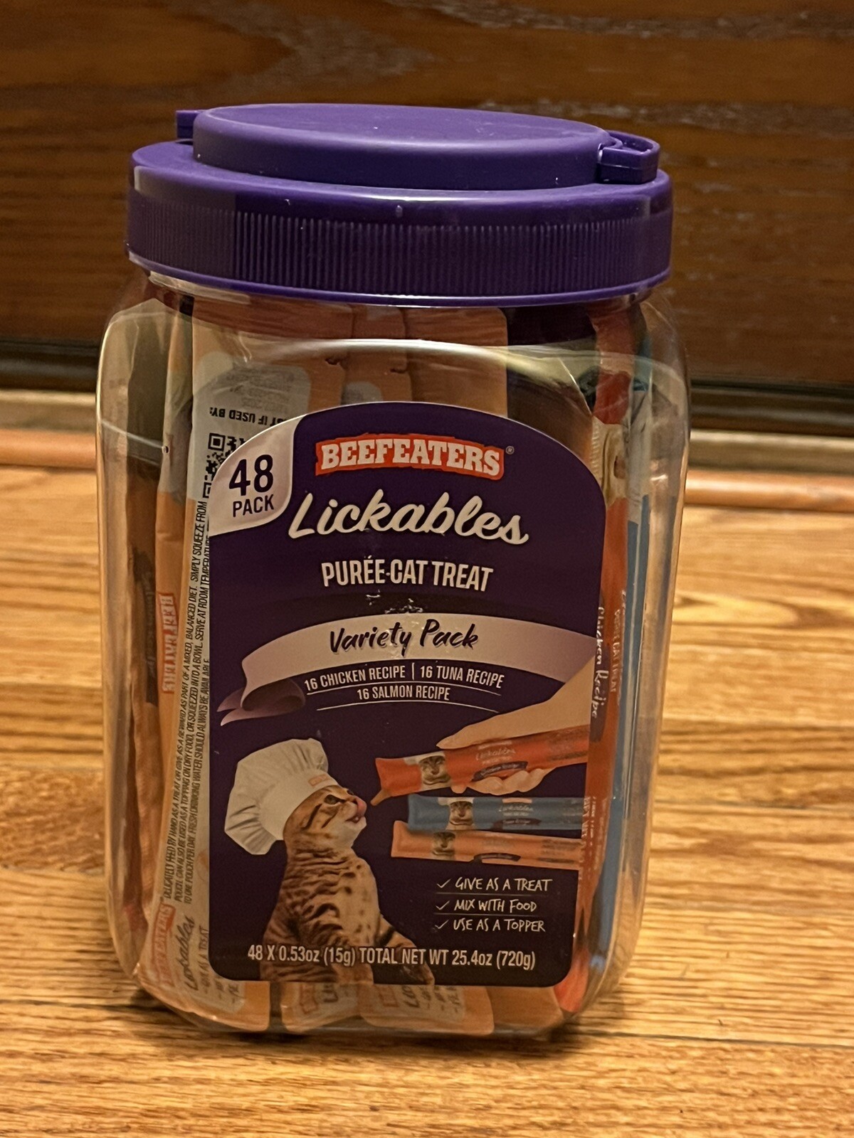 NEW Beefeaters Lickables Puree Cat Treat Variety Pack (48 Count) 25.4