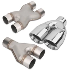 X / Y-Pipe Fits 2.5" In 2.5"/3.5" Out 9.5"/10" Long Stainless Steel Exhaust Tip