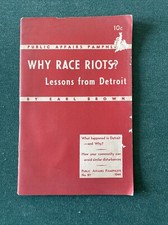 1946 Paperback Pamphlet Why Race Riots? Lessons From Detroit 31pp Earl Brown
