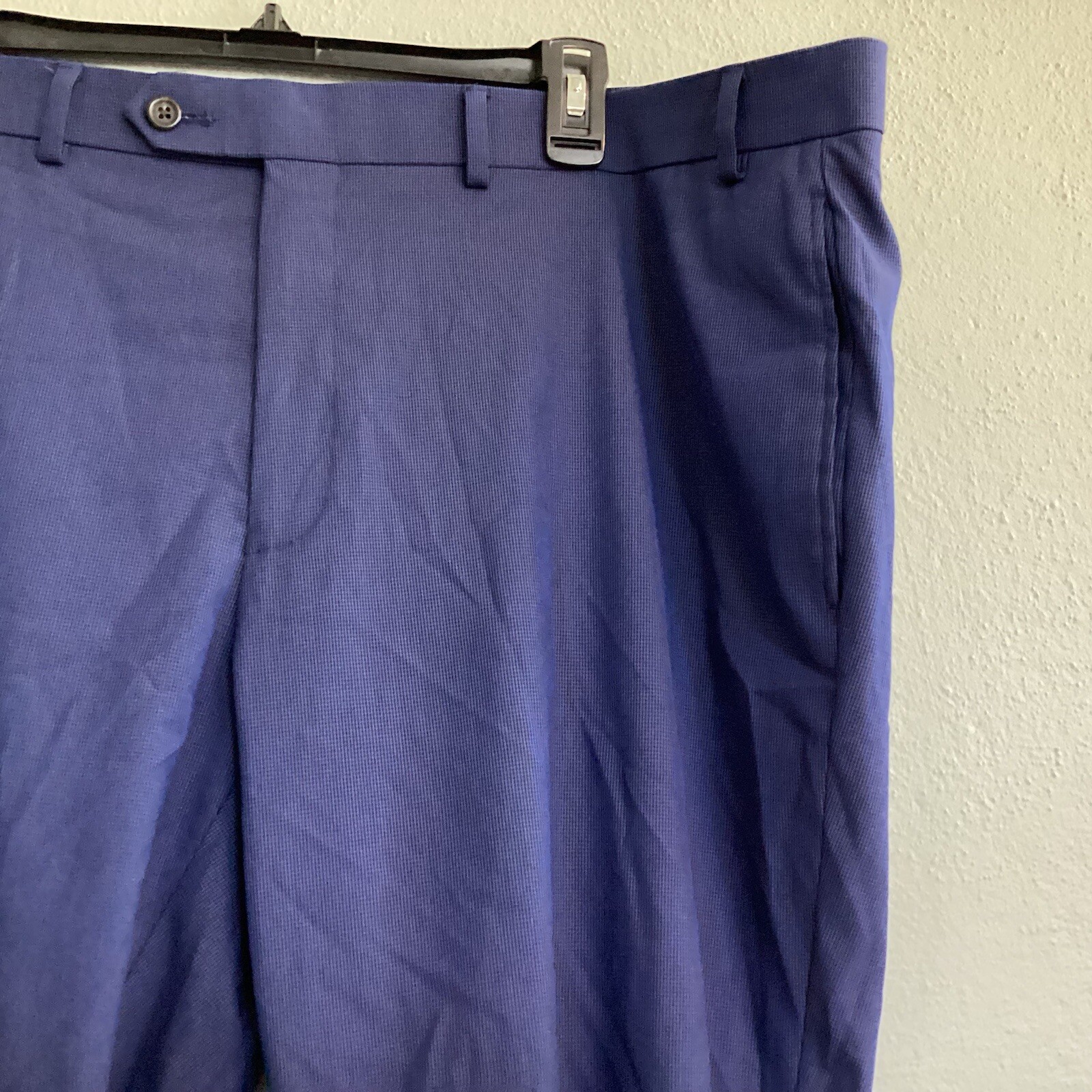 Lauren By Ralph Lauren Micro Plaid Dress Size 42x30 Classic Fit Blue Flat Front thumbnail 7