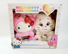 Hello Kitty x Care Bears Cheer Bear Sealed Box Set of 2 Plush with Box Damage🩷