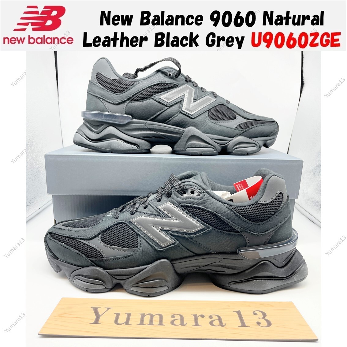 New Balance 9060 Natural Leather Black Grey U9060ZGE Men's