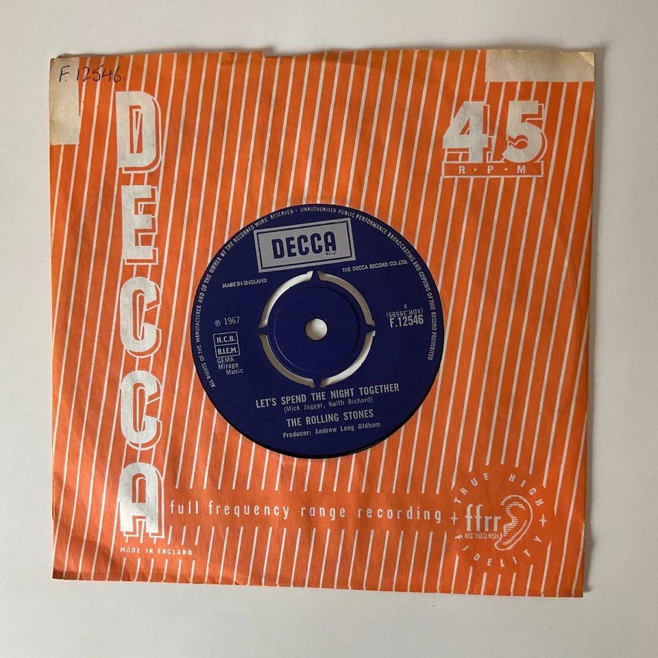 Rolling Stones Let's Spend The Night Together 7" 1967 UK Decca EX vinyl 45 RPM - Image 2 of 4