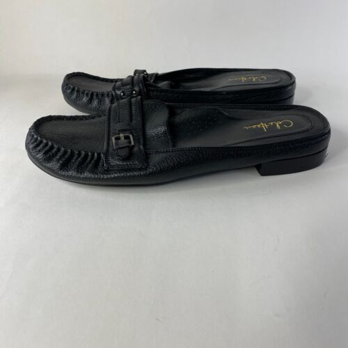 Cole Haan Shoes Mule Clog Women 8B Slides Nikeair Black Leather Casual Buckle C7 - Picture 2 of 15