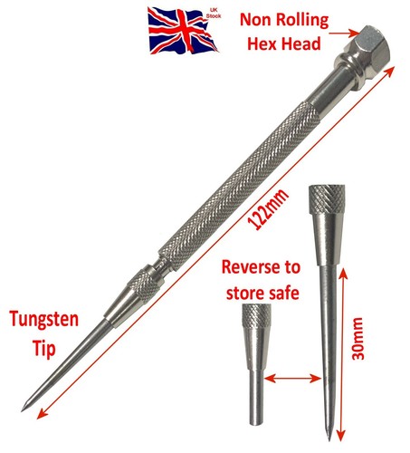 Tungsten Tip Scriber Knurled Handle 120mm Hex Head Marking Tool High Quality - Afbeelding 1 van 1