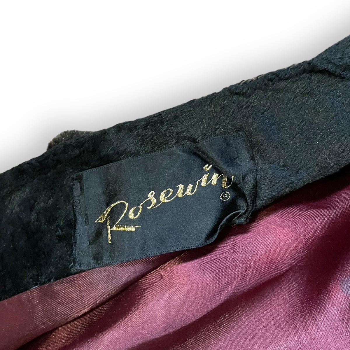 Vintage 60s Rosewin Black Penny Lane Brown Faux Fur Coat Mid
