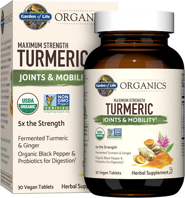 Organics Maximum Strength Turmeric Joints & Mobility Support 30 Tablets - 500...