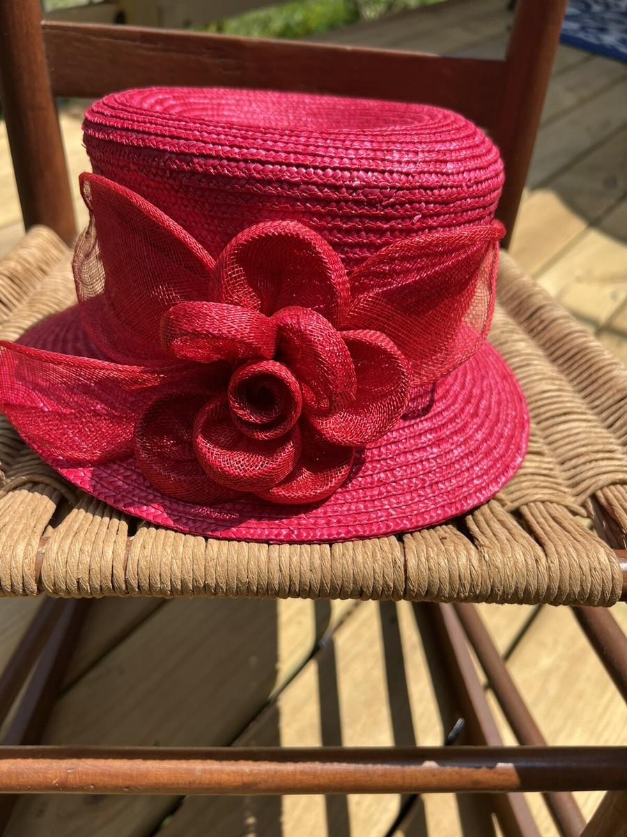 Betmar New York NWT OSFM Women's Hat Red 100% Straw Roses | eBay